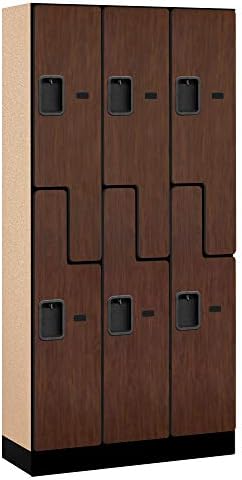 Salsbury Industries Double Tier 'S' Style Designer Wood Locker, Mahogany, 5' 3" x 15"