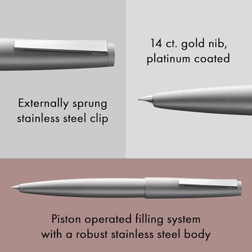 Lamy 2000 black - elegant Fountain Pen in robust fibreglass barrel - 14 ct. gold nib, partially platinum-plated - nib size B