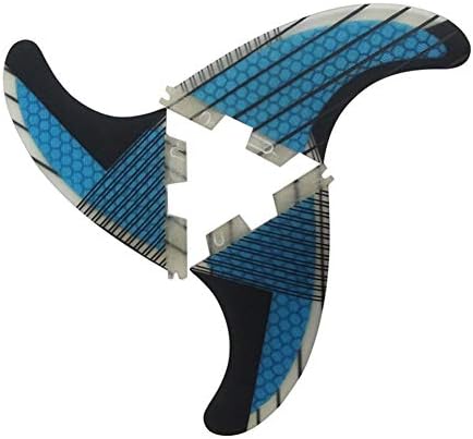 TOPWAYS Fiberglass+Honeycomb Surfboard Fin (3) Glass Flex Thruster Surf Fin Set (Double Tabs II Plug Style G5 Size) - Tri Fin Thruster Set Surfboard