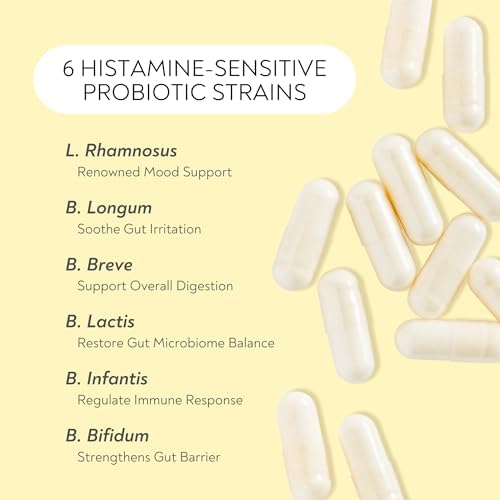 Probiotics - Mood Super Strains Probiotic - Naturally Supports Digestion & Mood - Histamine-Free Probiotics w/ L Rhamnosus GG