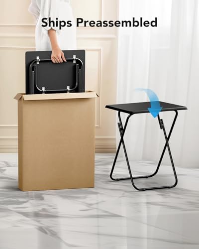HUANUO Folding TV Tray with No Assembly Required, Black