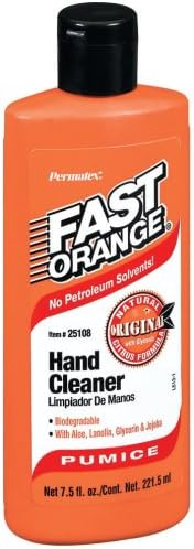 Fast Orange 25219 Pumice Lotion, Heavy Duty Hand Cleaner, Natural Citrus Scent, Waterless Cleaner for Mechanics, Strong Grease Fighter, 1 Gallon