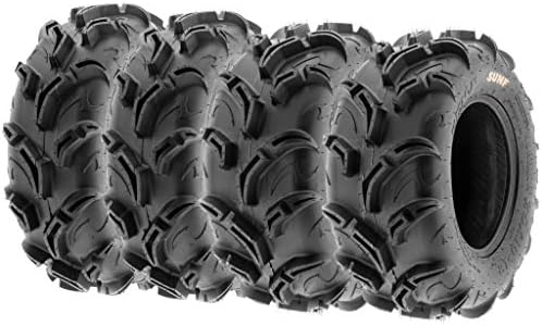 Set of 4 SunF Warrior AT Mud & Trail 25x8-12 Front & 25x10-12 Rear ATV UTV Off-Road Tires, 6 PR, Tubeless A048
