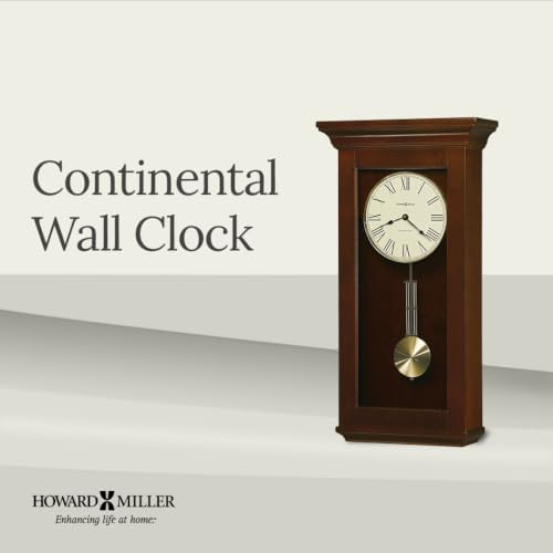 Howard Miller Continental Wall Clock – Westminster Chime, Brass Pendulum, Roman Numerals, Automatic Night Shutoff, Wood Finish
