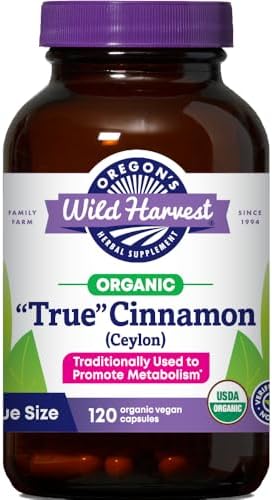 Oregon's Wild Harvest Organic True Cinnamon Ceylon 120 Count Vegan Capsules