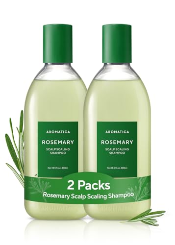 AROMATICA Rosemary Scalp Scaling Shampoo for Hair Growth | Korean Hair Care for Thinning Hair & Hair Loss, Natural Essential Oil, Vegan, Sulfate Silicone Paraben Free (13.53 oz)