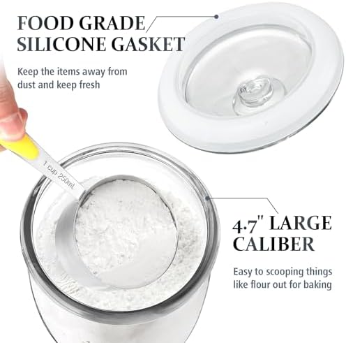 Folinstall Wide Mouth Glass Jar with Airtight Lid, 1/2 Gal Clear Container | 72oz Apothecary Jar for Cookie, Candy, Sugar, Flour, Sourdough Starter