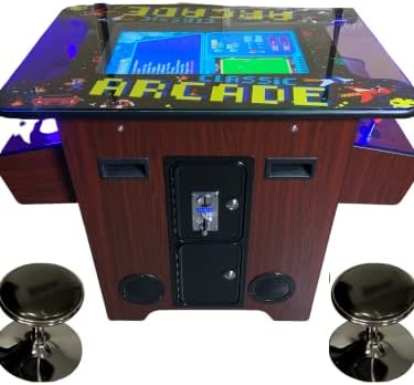 Full Size Commercial Grade Cocktail Arcade Machine 2 Player Upgraded Trackballs 412 Games 22" LCD Screen Tempered Glass 2 Stools Included 5 Year