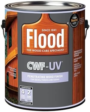 Flood CWF-UV 5 gal Honey Gold Transparent Exterior Wood Stain & Sealer | Oil-Based Penetrating Deck, Fence & Siding Stain, Water Repellent UV