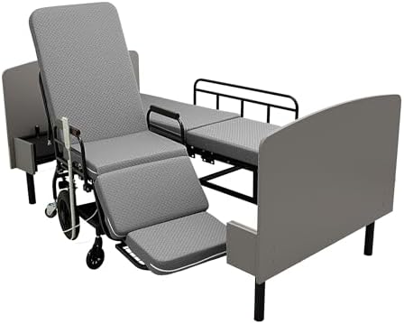 Electric Lift Bed for Elderly, Remote Control Adjustable Bed with 5.91" Mattress, Quiet Motor and Removable Tray, Zero Gravity Position Bed Frame Suitable for Hospital/Home Care