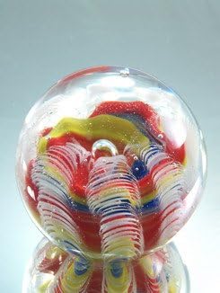 M Design Art Handcraft Crystal Rainbow Swirls Layer Glass Paperweight