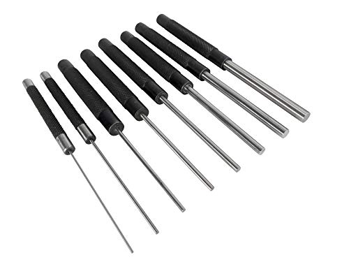 Taytools 466125 18 Piece Roll Pin Punch Set with 8 Inch Long and 4 Inch Short Pins, Includes Sizes 1/16 Through 3/8 Inch