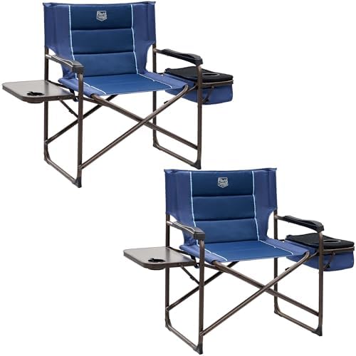 Timber Ridge XXL Oversized Directors Chair 600lbs - Heavy Duty Camping Chair with Cooler Bag & Table, Portable Folding Chair with Wide Seat for Tailgating, Patio, Outdoor - Grey