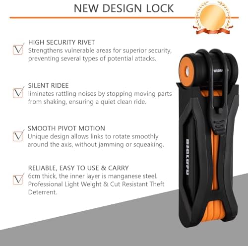 Bike Lock Bicycle Scooter Motorcycle Folding Locks with 4Keys, Fold Chain Heavy Duty Alloy Steel Foldable Lock with Mounting Bracket 2pc Straps