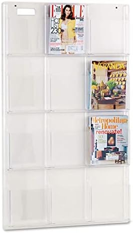 Safco Reveal Literature Rack, 12 Magazine Holder, Wall Mountable, Thermoformed Plastic Resin Construction, No Sharp Edges or Corners, Acrylic, Clear