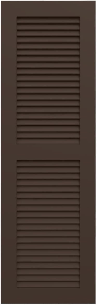 18"W x 60"H True Fit PVC Two Equal Louver Shutters, Unfinished (Per Pair - Hardware Not Included)