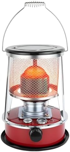 Kerosene Heater, Kerosene Stove 9000 BTU No Electricity Needed Portable Indoor Outdoor Heater for Camping, Tent, Ice Fishing, Emergency Heating – Galvanized Steel & Stainless Steel Construction Red