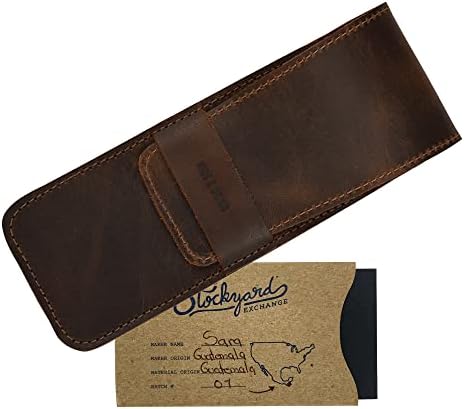 Hide & Drink, Pen Case Holder, Multi Pen Pouch, Protective Sleeve, Rustic Pouch, Office Essentials, Full Grain Leather, Handmade, Bourbon Brown