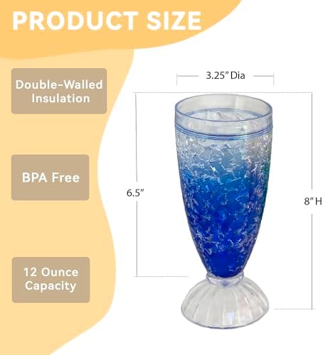 Lily's Home Freezer Beer Mugs - Set of 4 Freezable Gel-Filled 16 oz BPA-Free Acrylic Frozen Mugs for Outdoor Entertaining and Gifting