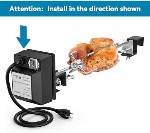 Skyflame Stainless Steel Rotisserie Kit with Heavy Duty Motor