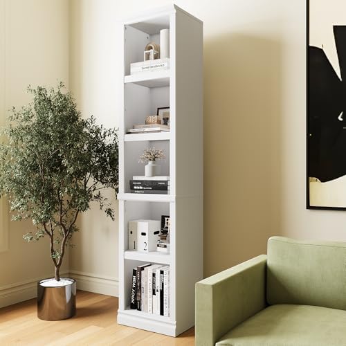Bevfint 72" Tall Bookcase, White Large Floor Standing Bookshelf for Hallway | 5 Tier Shelves Open Storage Organizer with Anti Tipping Device, Book Case for Living Room Kitchen Home Office Bedroom