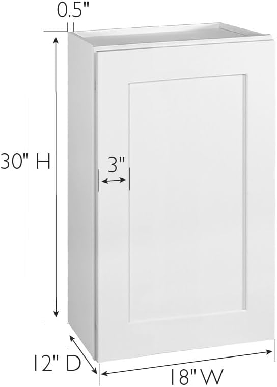 Design House Brookings Kitchen Wall Cabinet, 12", White | Adjustable Shelves, Adjustable Hinges, Wall Mount, Contemporary/Modern, Wood, Kitchen, 561530