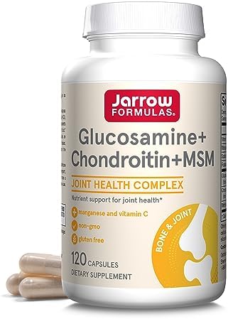 Jarrow Glucosamine, Chondroitin, and MSM, 120 Capsules | Joint Support Supplement With Vitamin C And Manganese, Bone & Joint Health, 120 Capsules, 30 Day Supply