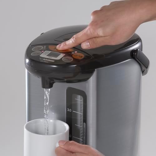 Zojirushi Micom Water Boiler and Warmer (135 oz. / 4L, Silver) | Four heat settings, Quick Temp mode, energy-saving operation