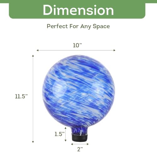 Lily's Home Glass Gazing Ball, A Colorful Addition to Any Garden or Home, Ideal As a Housewarming Gift. 10 Inch (Calming Water)