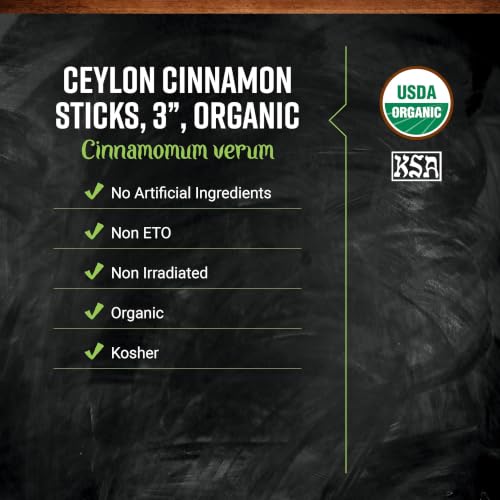 Frontier Co-op Organic Ceylon Cinnamon Sticks 3" 1lb - Bulk Cinnamon Sticks for Crafts, Drinks, Holiday Recipes, Cinnamon Powder and More