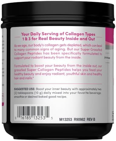 NeoCell Grassfed Collagen Peptides Powder | 7 oz | Unflavored | for Women and Men | Hair, Skin, & Nails