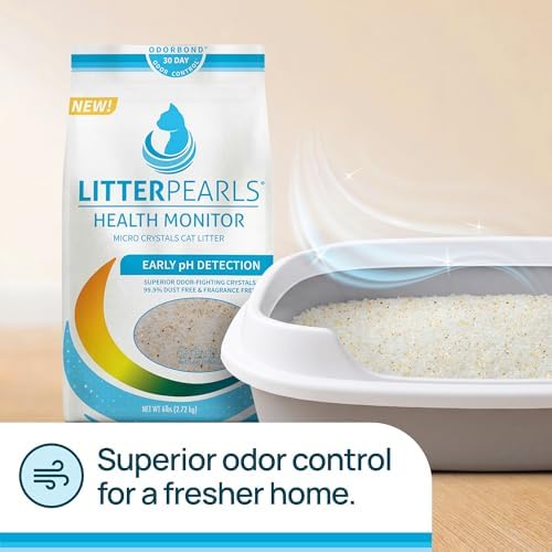 Litter Pearls Micro Crystals Unscented Non-Clumping Crystal Cat Litter with Odorbond, 7 lb, White, Clear and Blue Crystals (LPMC7)