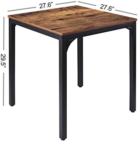 MUPATER Square Table 27.6" W x 27.6" L x 29.5" H, Rustic Brown Metal Frame