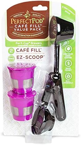 Perfect Pod Café Fill Value Pack 2 Reusable K-Cup Pods and Coffee Scoop Set | 1-Stream Refillable Capsules, BPA-Free Design, Fits Keurig K-Mini