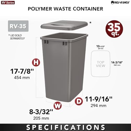 Rev-A-Shelf 35 qt. Polymer Replacement Waste Container (Champagne)