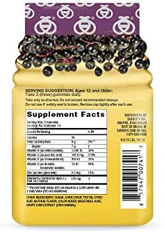 Zarbee's Kids Elderberry Immune Support Gummies, 60 ct | For Kids Ages 12+ Years, Real Elderberry, Vitamins A, C, D3, E & Zinc, No Artificial Sweeteners or HFCS