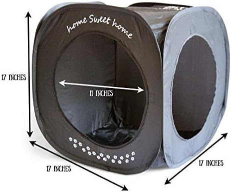 Home Sweet Home Pop Up Cat Cube. A Collapsible Indoor Cat House. Covered Pet Bed Hideaway Cave for Dogs and Other Pets Too