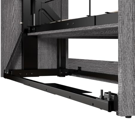 Bestar Pur Full Murphy Bed and Storage Unit with Drawers, 84-inch Space-Saving Wall Bed with Storage in Bark Grey | Storage Unit with Drawers