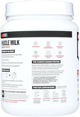 Muscle Milk Powder Pro Series, 50 Grams Protein, Intense Vanilla, 2 Pounds