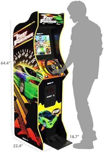 Arcade1Up The Fast and the Furious Deluxe Arcade Machine, Steering Wheel | Gaming Cabinet with 4-Position Gear Shift and Wi-Fi Leaderboards