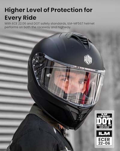 ILM Motorcycle Helmets DOT ECE Dual Visor Street Racing Helmet Full Face Powersports Cascos for Men Women Model MF567(Cobra Camaleon Gold, L)