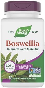 Nature's Way Boswellia Standardized Extract, Supports Joint Mobility*, 307 mg Boswellia serrata Extract per Serving, Frankincense Supplement, Gluten Free & Vegan - 60 Tablets (Packaging May Vary)
