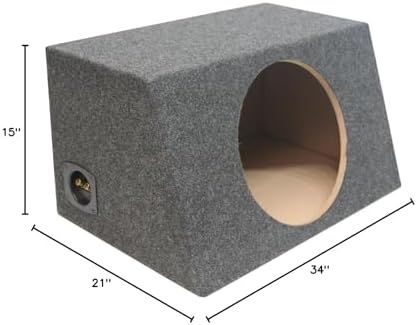 American Sound Connection Car Audio Single 15" Sealed Subwoofer Salnted Hatchback Stereo Sub Box Enclosure