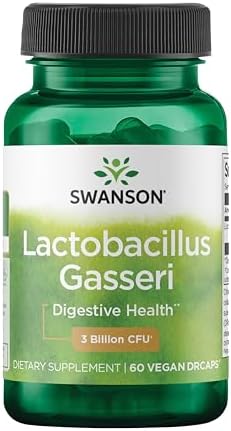 Swanson Lactobacillus Gasseri Probiotic, 3 Billion CFU, 60 Vegan Capsules | For Adults Seeking Digestive and Metabolic Support, a Lactic Acid-Producing Bacterium, Acid-Resistant with No Refrigeration