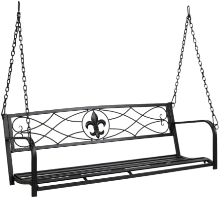 VINGLI Heavy Duty Metal Porch Swing, 660 LBS Outdoor Swing Bench, Curved