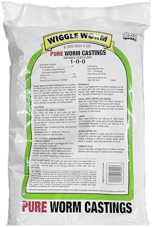 Wiggle Worm 100% Pure Organic Worm Casting Fertilizer, 15lb | Mineral-Dense Formula Improves Soil Fertility