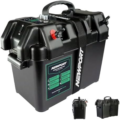 Newport Trolling Motor Smart Battery Box Power Center with USB and DC Ports, Medium