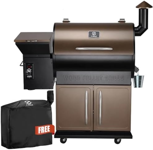 Z GRILLS Wood Pellet Smoker Grill, 8 in 1 BBQ Grill with Auto Temperature Control, 697 sq in Cooking Area for Backyard, Patio and Outdoor Cooking, 7002E, Sliver