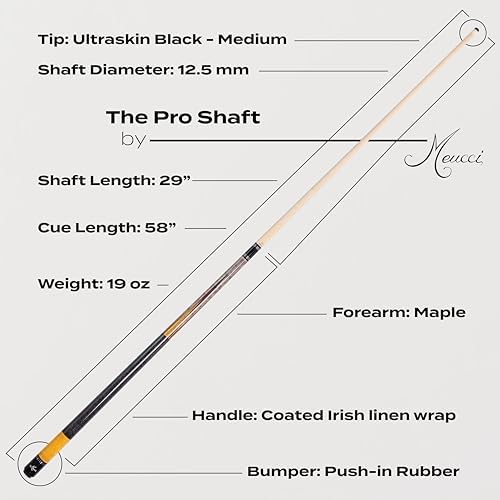 Meucci Pool Cue - SW Bar Box 1, Pool Stick w/Smoke Stained Forearm, Curly Maple Points, High Impact Cue Tips