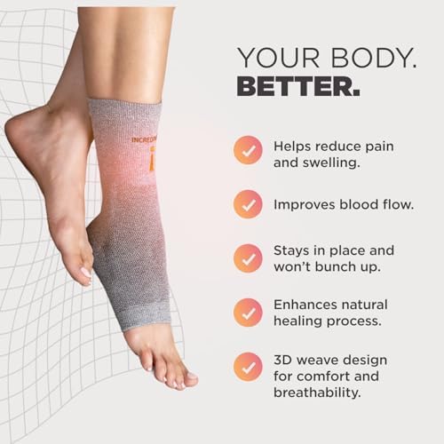 Incrediwear Ankle Sleeve – Infrared Ankle Brace for Women and Men to Support Pain Relief, Swelling, Plantar Fasciitis, Sprains, Achilles, Arthritis (Grey, Small/Medium)